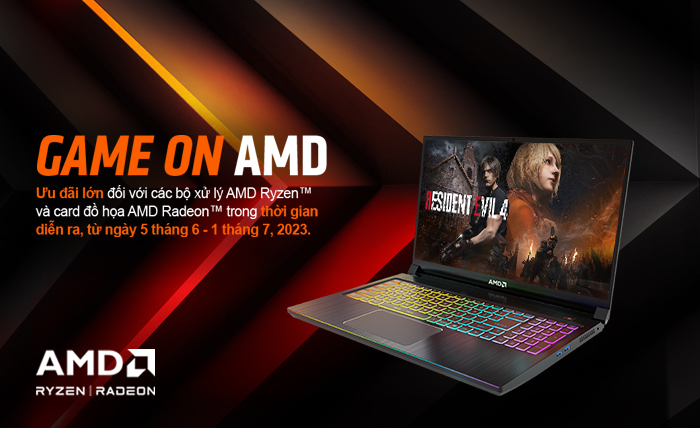 GAME ON AMD<br/>NHẬN NGAY GAME RESIDENT EVIL™ 4 CỰC HOT